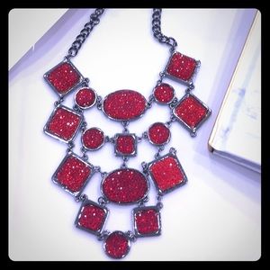 Charming Charlie bright red beaded necklace.